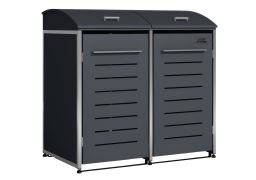 Copribidoni della spazzatura doppio - Colore: antracite, Larghezza: 139 cm, Altezza: 135,4 cm, Profondità: 82,6 cm