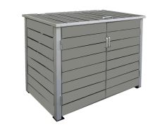 Copribidoni della spazzatura doppio in alluminio/WPC - Colore: grigio chiaro, Larghezza: 151 cm, Altezza: 118 cm, Profondità: 95 cm
