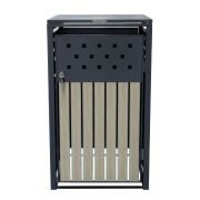 Copribidoni della spazzatura singolo - Colore: antracite/effetto legno, Larghezza: 66 cm, Altezza: 116 cm, Profondità: 80 cm