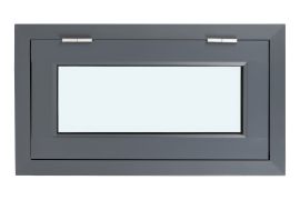 Finestra per casette in WPC - Colore: grigio ferro RAL 7011, Larghezza: 90,5 cm, Altezza: 50,5, alluminio