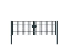Cancello in griglia metallica 2 ante, luce netta: 264 cm, larghezza totale incl. pali: 276 cm, Finitura: vernice antracite, Altezza: 83 cm, Peso: 33,86 kg