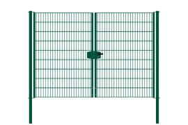 Cancello in griglia metallica 2 ante, luce netta: 264 cm, larghezza totale incl. pali: 276 cm, Finitura: vernice verde, Altezza: 183 cm, Peso: 66,6 kg