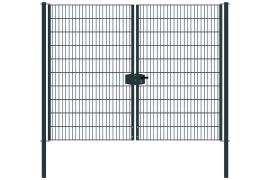 Cancello in griglia metallica 2 ante, luce netta: 264 cm, larghezza totale incl. pali: 276 cm, Finitura: vernice antracite, Altezza: 203 cm, Peso: 72,82 kg