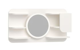Mensola da parete con specchio Aenna 126 | 3 ripiani | Robusta e stabile | Bianco | 46 x 85 x 18 cm | Design moderno