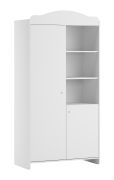 Armadio ad ante battenti "Mille" 01, bianco, 2 ante, 2 barre appendiabiti, 6 scomparti, maniglie rotonde, bordi in ABS, Sistema "Soft-Close"