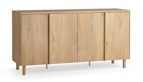 Madia "Olimar" 09, color rovere, 2 ante a soffietto, 3 cassetti, 6 scomparti, illuminazione a LED integrata, Sistema "Soft-Close", 163 x 46 x 83 cm