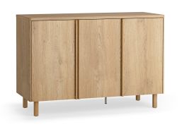 Cassettiera "Olimar" 11, color rovere, gambe in rovere, 3 ante a battente, 6 scomparti, ripiani regolabili, Sistema "Soft-Close", 123 x 46 x 83 cm