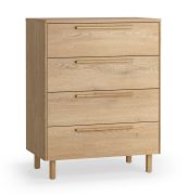Cassettiera "Olimar" 13, color rovere, maniglie e gambe: rovere, 4 cassetti, Sistema "Soft-Close", 83 x 46 x 105 cm