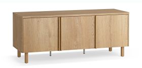 Mobile TV "Olimar", color rovere, 3 ante a battente, 6 ripiani, 2 passacavi, Sistema "Soft Close", 138 x 46 x 56 cm