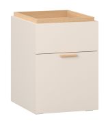 Comodino "Sarandi" 27, beige, maniglie: rovere, 2 cassetti, bordo rialzato, Sistema "Soft-Close", 40,5 x 42 x 56,5 cm