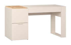 Scrivania "Sarandi" 23, beige, maniglie: beige, 2 cassetti, organizer interno, Sistema "Soft-Close", 142 x 63,5 x 79 cm