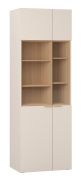 Vetrinetta "Sarandi" 07, beige, maniglie: rovere, 2 ante in vetro, 12 scomparti, illuminazione a LED, Ssitema "Soft-Close", 70 x 42 x 206 cm