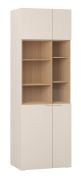Vetrinetta "Sarandi" 07, beige, maniglie: beige, 2 ante in vetro, 12 scomparti, illuminazione a LED, Sistema "Soft-Close", 70 x 42 x 206 cm