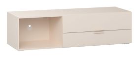Mobile TV "Sarandi" 21, beige, maniglie: beige, 2 cassetti, 1 passacavi, 1 vano a giorno, Sistema "Soft-Close", 130 x 42 x 36 cm