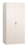 Armadio con ante a libro "Sarandi" 04, beige, maniglie: rovere, 7 scomparti, 1 barra appendiabiti, illuminazione a LED con sensore di movimento, Sistema "Soft-Close"