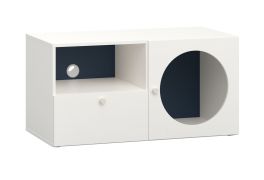 Mobile porta TV Aenna 104 | Design semplice | Bianco/Indaco | 51,5 x 101 x 46,5 cm | 1 anta, 1 cassetto, 2 vani