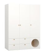 Armadio moderno con due appendiabiti Aenna 10 | Bianco e rovere | 202,5 x 151 x 60 cm | Maniglie in rovere | Alta resistenza