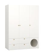 Armadio moderno Aenna 12 | 2 appendiabiti | Bianco/Grigio | Maniglie rovere | 202,5 x 151 x 60 cm