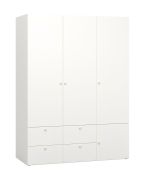 Guardaroba moderno Aenna 14 | 3 ante battenti | 4 cassetti | Bianco/Indaco | 151 cm larghezza