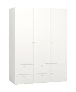 Armadio moderno Aenna 15 | Bianco/Grigio | 202,5 x 151 x 60 cm | Sei scomparti | LED integrato