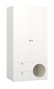 Armadio due cassetti Aenna 24 | LED integrato con sensore movimento | Bianco/Grigio | 202,5 x 100,5 x 60 cm | Appendiabiti