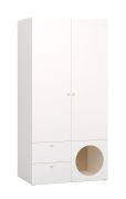 Armadio 2 ante Aenna 19 bianco/rovere | LED con sensore movimento | 202,5 x 100,5 x 60 cm | 2 cassetti