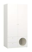Armadio Aenna 21 con LED e sensore di movimento | Bianco/Grigio | 2 cassetti, 6 scomparti | Maniglie rovere