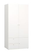 Armadio con LED integrato e sensore movimento | Bianco/Grigio | 202,5 x 100,5 x 60 cm | 2 cassetti | Aenna 27