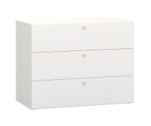 Cassettiera 3 cassetti Aenna 115 | Bianco moderno | Robusta e resistente | Maniglie bianche | 76,5 x 101 x 46,5 cm | Piedini regolabili