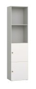 Libreria moderna 2 ante Aenna 60 | Grigio/Bianco | 4 scomparti | Maniglie Rovere | 202,5 x 50,5 x 35 cm