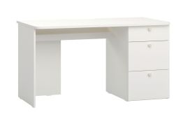 Scrivania moderna con tre cassetti Aenna 118 | Bianco | Maniglie bianche | 75 x 138 x 65 cm