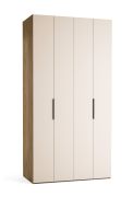 Armadio con ante a libro "Castro" 02, beige / rovere, maniglie: nero, 2 ante, 10 scomparti, 1 barra appendiabiti, illuminazione a LED con sensore di movimento, Sistema "Soft-Close", 124 x 60 x 240 cm