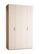 Armadio con ante a libro "Castro" 14, beige / rovere, 2 ante, 10 scomparti, illuminazione a LED con sensore di movimento, Sistema "Soft-Close", 140 x 60 x 240 cm