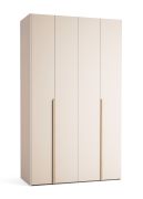Armadio con ante a libro "Castro" 15, beige, 3 cassetti, 8 scomparti, 1 barra appendiabiti, illuminazione a LED con sensore di movimento, Sistema "Soft-Close", 143 x 60 x 240 cm