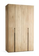 Armadio con ante a libro "Castro" 17, color rovere, maniglie: nero, maniglie: nero, 2 ante, 8 scomparti, incl. illuminazione a LED con sensore di movimento, Sistema "Soft-Close", 140 x 60 x 240 cm