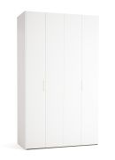 Armadio con ante a libro "Castro" 04, bianco, maniglie: oro, 2 ante, 10 scomparti, 3 cassetti, illuminazione a LED con sensore di movimento, Sistema "Soft-Close", 143 x 60 x 240 cm