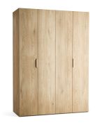 Armadio con ante a libro "Castro" 05, color rovere, 2 ante, 11 scomparti, 3 barre appendiabiti, illuminazione a LED con sensore di movimento, Sistema "Soft-Close", 160 x 60 x 225 cm