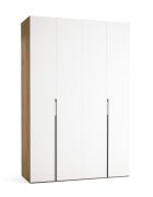 Armadio con ante a libro "Castro" 06, bianco / rovere, maniglie: nere, 2 ante, incl. illuminazione a LED con sensore di movimento, Sistema "Soft-Close", 160 x 60 x 240 cm