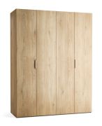 Armadio con ante a libro "Castro" 07, color rovere, 2 ante, 3 barre appendiabiti, incl. illuminazione a LED con sensore di movimento, Sistema "Soft-Close", 175 x 60 x 225 cm