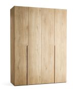 Armadio con ante a libro "Castro" 23, color rovere, 3 cassetti, 1 barra appendiabiti, 1 barra portapantaloni, illuminazione a LED con sensore di movimento, Sistema "Soft-Close", 175 x 60 x 240 cm