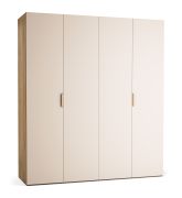 Armadio a soffietto 2 ante | Beige/Rovere | LED con sensore movimento | Soft-close | 200 x 60 x 225 cm | Maniglie metallo