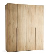 Armadio anta a ribalta rovere | 3 cassetti | 3 appendiabiti | 200 x 60 x 240 cm | LED sensore | soft-close