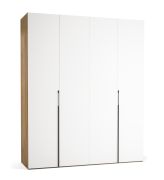 Armadio a soffietto Castro 10 | Bianco/Rovere | 2 ante soft-close | LED con sensore | 200 x 60 x 240 cm | Maniglie metallo