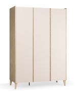 Armadio ante battenti rovere/beige | 140 x 60 x 204 cm | soft-close | LED | 2 cassetti | 1 asta appendiabiti