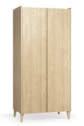Armadio 2 ante battenti rovere | 5 scomparti | 2 appendiabiti | 94,5 x 60 x 204 cm | Illuminazione LED | Chiusura ammortizzata