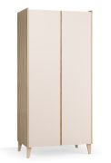 Armadio a cerniera 2 ante | Beige | 5 scomparti | 2 appendiabiti | Soft-close | LED | 94,5 x 60 x 204 cm