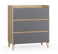 Cassettiera "Miriany" 09, grafite / rovere, 3 cassetti, bordi in ABS, Sistema "Soft-Close", 94,5 x 48 x 106,5 cm
