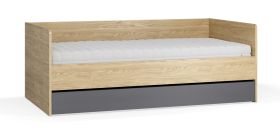 Letto singolo Mirinay 14 | Grafite e rovere | Vano contenitore | Rete a doghe sollevabile | ABS | 90 x 200 cm