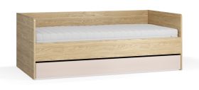 Letto singolo Mirinay 14 | Beige e rovere | Vano contenitore | Rete a doghe sollevabile | 90 x 200 cm