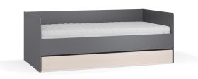 Letto singolo con vano contenitore Mirinay 14 | Grafite e beige | Rete a doghe sollevabile | Bordi ABS | 90 x 200 cm